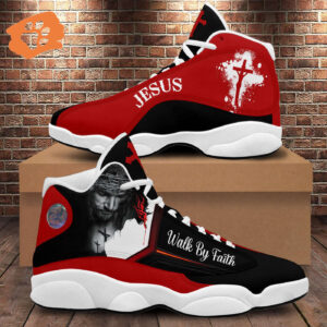 Walk By Faith Custom Jesus Basketball Shoes Thick Soles Jesus Art Portrait Unisex Gift