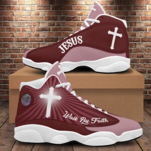 Jesus Walk By Faith Basketball Shoes For Men And Women, God Cross Running Shoes, Gift For Christian