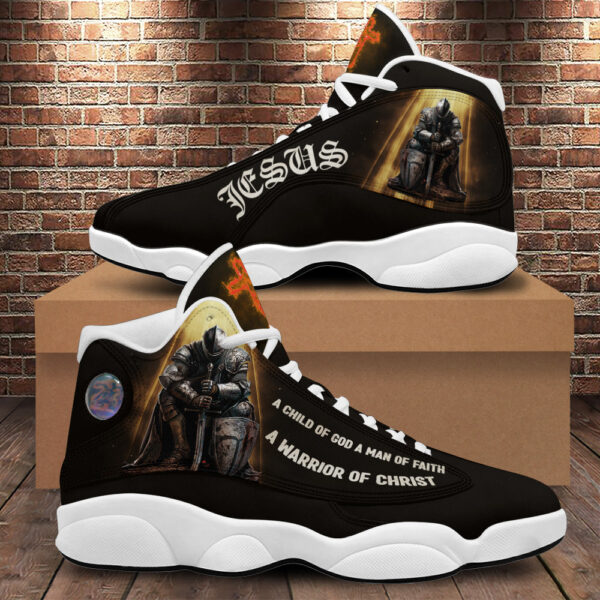 A Child Of God A Man Of Faith Running Shoes, A Warrior Of Christ Jesus Basketball Shoes, Religious Gifts