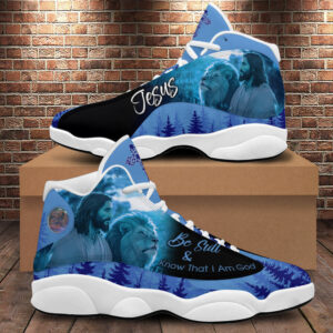 Be Still And Know That I Am God Basketball Shoes, Jesus And Lion Running Shoes, Christian Footwear Gift