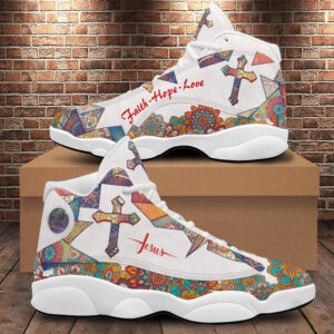 Jesus Faith Hope Love Running Shoes, Christian Cross Mandala Basketball Shoes, Unisex Footwear Shoes