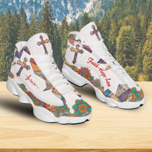 Jesus Faith Hope Love Running Shoes, Christian Cross Mandala Basketball Shoes, Unisex Footwear Shoes 1