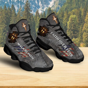 Jesus Walk By Faith Basketball Shoes, Christian Unisex Sneaker, Religious Gift For Family, Jesus Lovers Shoes, Christian Footwear