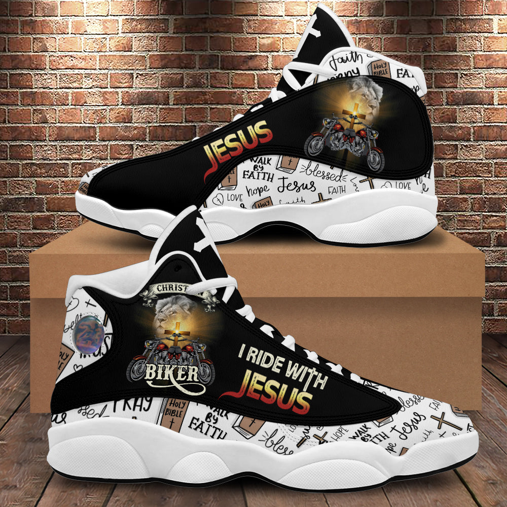 Christian Biker I Ride With Jesus Basketball Shoes, Walk By Faith Running Shoes, Jesus Faith Pray Cross Motorcycle Shoe Christian Biker I Ride With Jesus Basketball Shoes, Walk By Faith Running Shoes, Jesus Faith Pray Cross Motorcycle Shoe