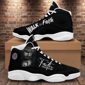 Jesus Faith Over Fear Basketball Shoes, Christian Cross Running Shoes, Jesus Walk By Faith Footwear Sneaker Religious