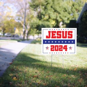 Jesus Christ 2024 Yard Sign: Patriotic American Flag Outdoor Decor & Religious Gift 1