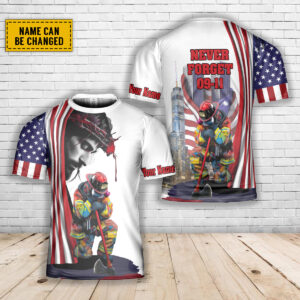 Custom Firefighter 911 Day Polo Shirt with Jesus American Flag Print - Never Forget September 11th Patriot