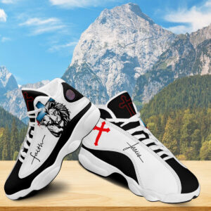 Jesus Lion Of Judah Art Cross Basketball Shoes, Jesus Faith Running Shoes, Christian Unisex Basketball Shoes, Faith Believers