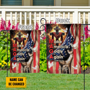 Personalized Cross American Flag for Independence Day: Make America Godly Again with God Garden Decor 3