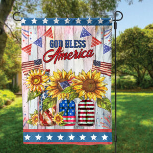 Sunflower American Flag Garden: God Bless America Home Decor for Independence Day Gifts
