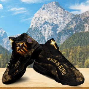 Jesus Cross Basketball Shoes, Jesus Is King Sparkle Cross Running Shoes, Christian Unisex Basketball Shoes, Faith Believers Gifts 1
