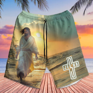 Custom Jesus Beach Sunset Hawaiian Shirt - Jesus Summer Aloha Shirt - Gift For Jesus Lover