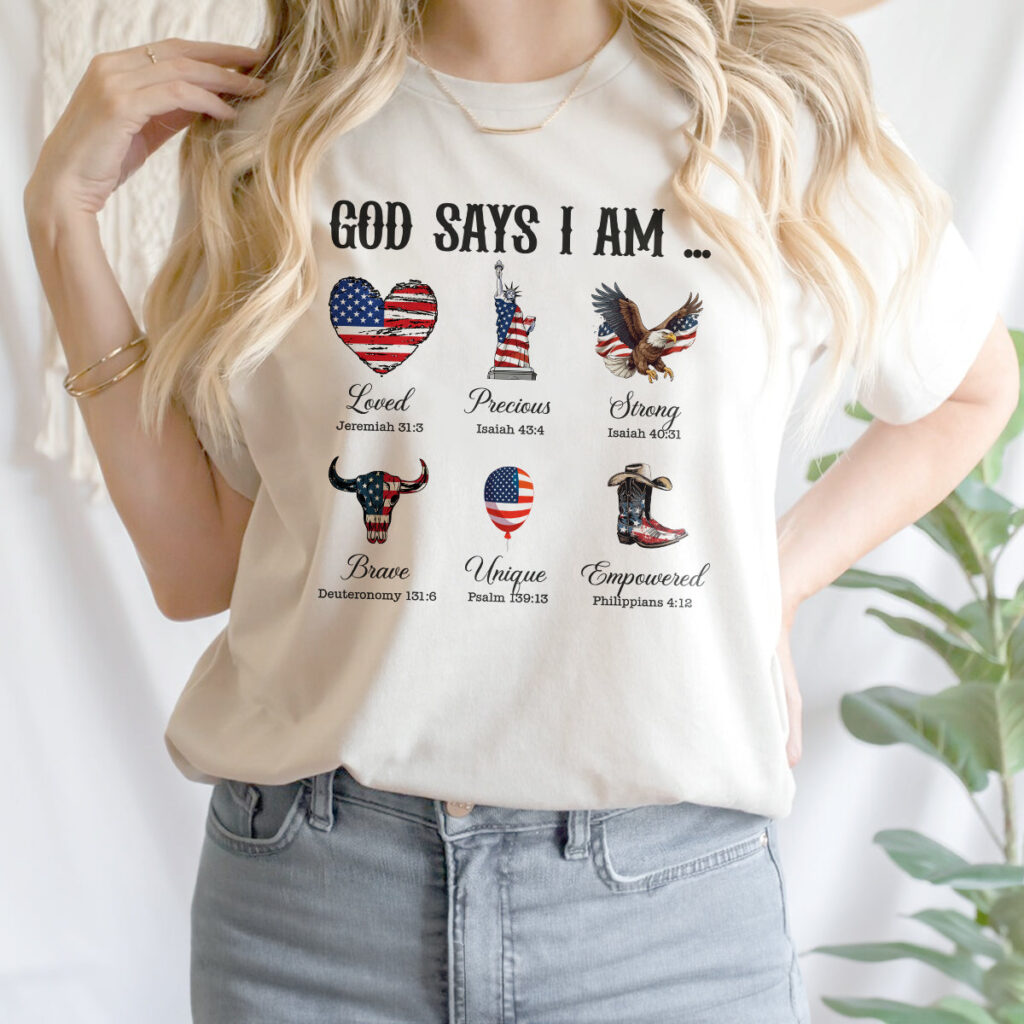 God Says I Am Shirt American Flag Cowboy Sweatshirt Eagle Heart Statue of Liberty Mug Jesus Christ Mug Gifts – Patriotic Christian Apparel and Accessories God Says I Am Shirt American Flag Cowboy Sweatshirt Eagle Heart Statue of Liberty Mug Jesus Christ Mug Gifts – Patriotic Christian Apparel and Accessories