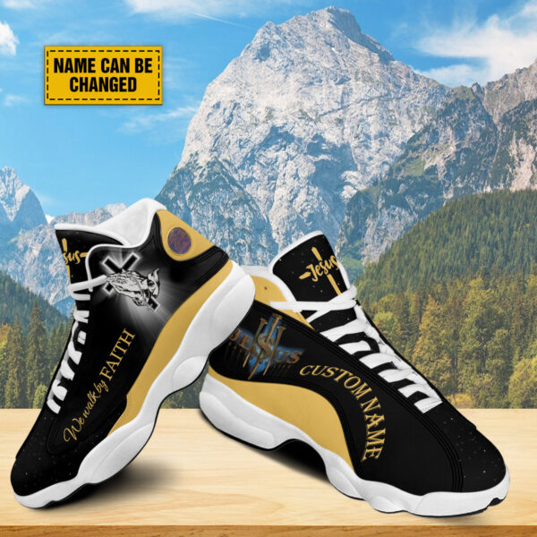 Jesus Saved My Life Basketball Shoes, Jesus Christ Walk By Faith Running Shoes, God Prayer Footwear Unisex Basketball Shoes