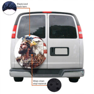Jesus Eagle Spare Tire Cover USA Flag Wheel Cover God Faith 27 -34 3