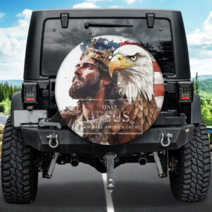 Jesus Eagle Spare Tire Cover USA Flag Wheel Cover God Faith 27 -34