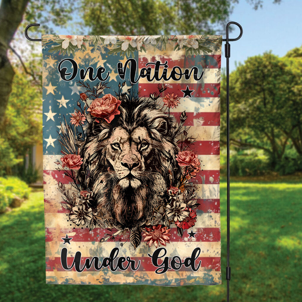Jesus Lion USA Flag – One Nation Under God Garden Flag for 4th of July – Christian Gift Jesus Lion USA Flag – One Nation Under God Garden Flag for 4th of July – Christian Gift