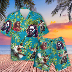 Jesus Surfing Hawaiian Shirt: American Flag Beach Aloha Set for Men - Perfect 4th of July Gifts