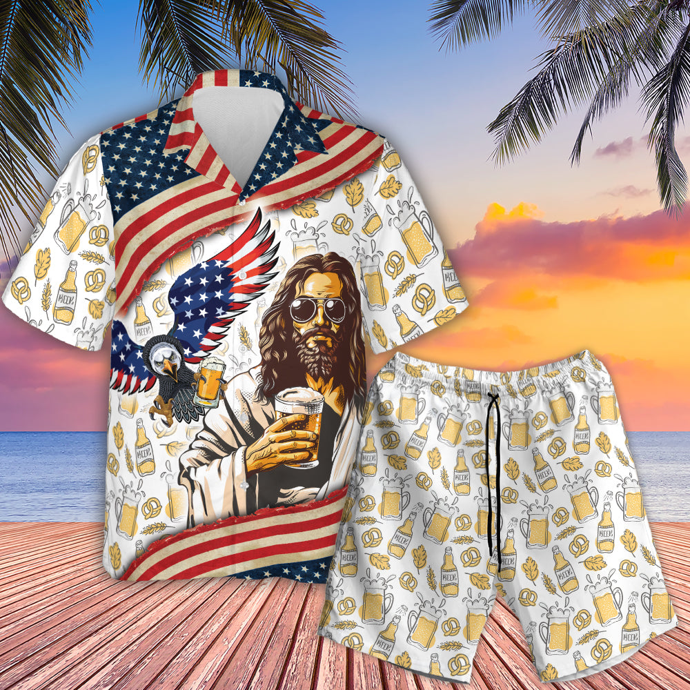 Jesus Eagle Beer American Flag Hawaii Shirt – Cool Men s Aloha Set for Summer Beach Independence Day Gifts Jesus Eagle Beer American Flag Hawaii Shirt – Cool Men s Aloha Set for Summer Beach Independence Day Gifts