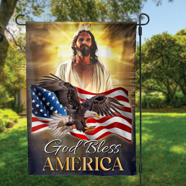 Jesus Eagle American Flag Home & Garden Decor – God Bless Independence Day Gift Lovers