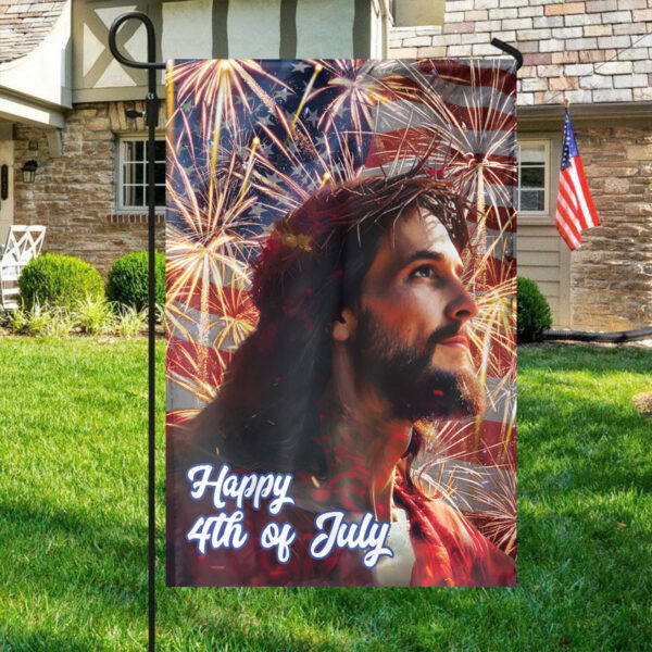 Jesus American Flag Home Garden Flag 4th of July Independence Day Gifts for God Believers