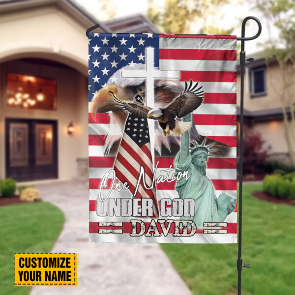 Custom American Eagle Garden Flag & Statue of Liberty Jesus Cross House Flag – Independence Day Gifts