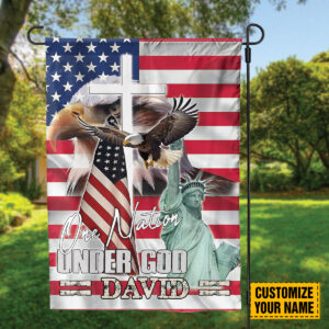 Custom American Eagle Garden Flag & Statue of Liberty Jesus Cross House Flag - Independence Day Gifts