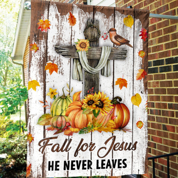 Jesus Cross Pumpkin Outdoor Garden Flags: Thanksgiving & Autumn Harvest Decor