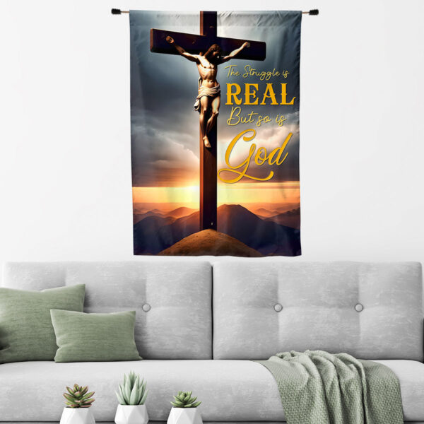 Jesus Christ On Cross Home Flag – Catholic Garden Flag for Easter Day Home Decor