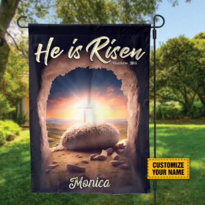 Personalized Jesus Resurrection Garden Flag He Is Risen Easter Decor