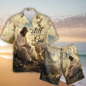 Jesus and Lamb of God Hawaiian Shirt - Christian Cross Aloha Set Dad Gift