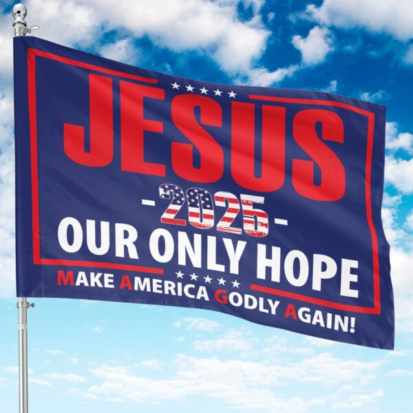 American Flag Jesus House Flag Patriotic Outdoor Decor Make America Godly Again Garden Flag Gifts