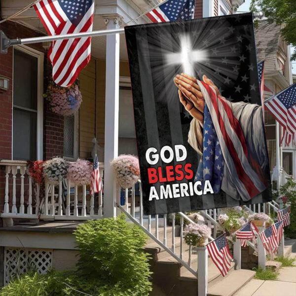 Jesus Christ Hand Praying Garden Flag God Bless America House Flag Christian Outdoor Decor