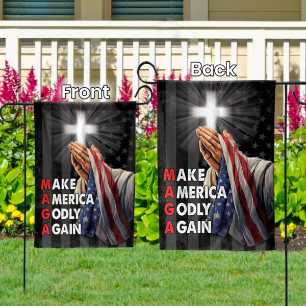 Jesus Christ Praying Garden Flag Make America Godly Again Christian Home Decor