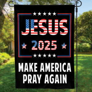 American Flag House & Garden Flag Set - Jesus 2024 Make America Pray Again - Christian Patriotic Decor & Gifts