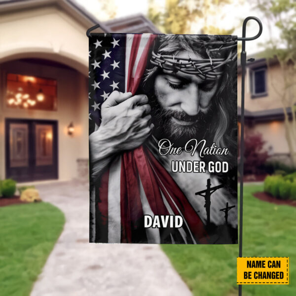 Personalized Jesus American Flag: Patriotic House & Garden Decor Christian Gifts