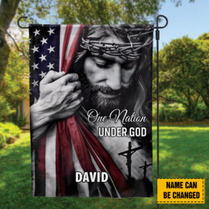 Personalized Jesus American Flag: Patriotic House & Garden Decor Christian Gifts