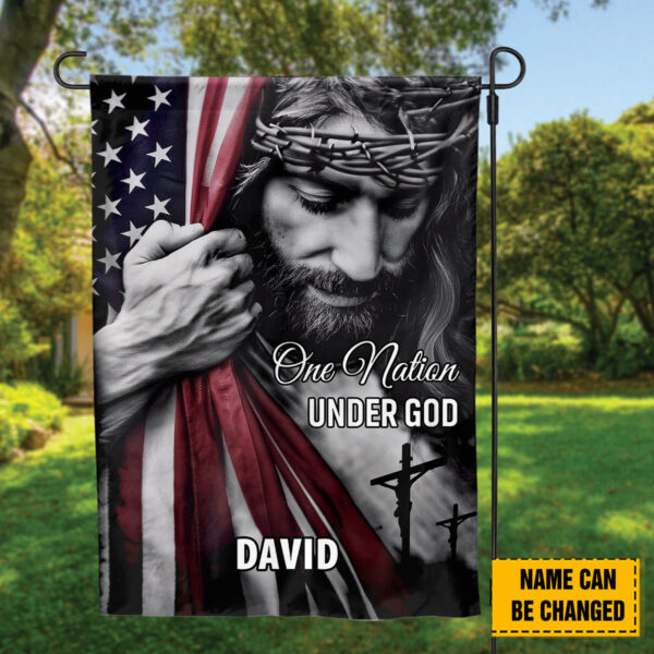 Personalized Jesus American Flag: Patriotic House & Garden Decor Christian Gifts