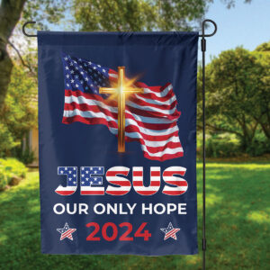 Jesus Cross American Flag 2024 House & Garden Flag for Patriotic Home Decor Perfect Gifts for Jesus Lovers