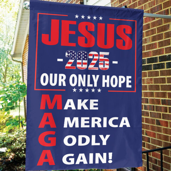 American Flag Jesus Christ House & Garden Flags – Jesus 2024 Our Only Hope for Patriotic Outdoor Decor Gifts