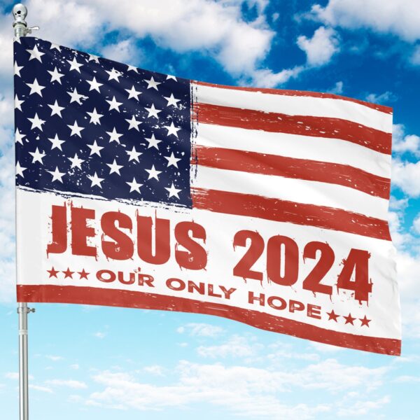 Jesus American Flag & 2024 Hope Garden Flag Set: Patriotic Christ Faith Flags for Home & Yard