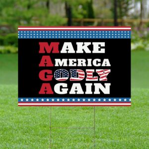 Godly America Yard Sign: American Flag Jesus Christ Banner for Independence Decor