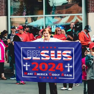 Jesus Cross Garden Flag Christ 2024 Make American Godly Patriotic Outdoor Decor