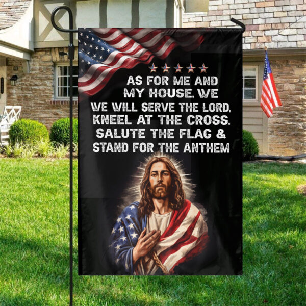 Jesus American Garden Flag – Patriotic Outdoor Decor Gift for House – Serve The Lord Flag