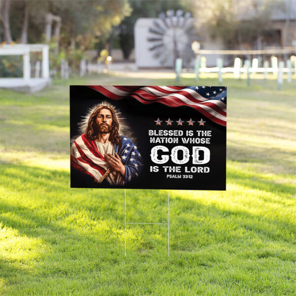Jesus American Flag Yard Sign Patriotic Metal Sign for Christian Outdoor Garden