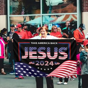 Jesus Take America Back 2024 Garden Flag - Christian House Flag for Outdoor Decor & Gifts