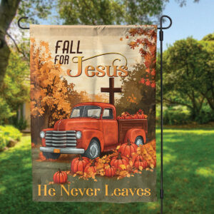 Thanksgiving Pumpkin Jesus Cross & Fall For Jesus Garden Flag Set - Perfect Jesus Lover Gift
