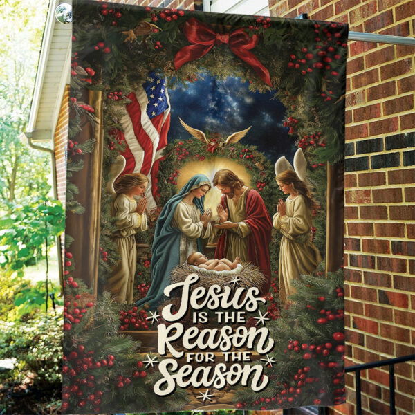 Jesus Nativity Christmas Garden Flag – The Reason for the Season Gift Decor
