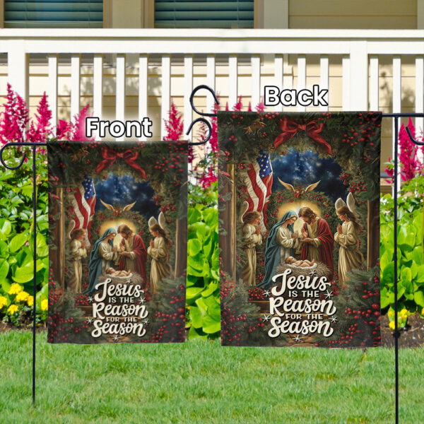 Jesus Nativity Christmas Garden Flag – The Reason for the Season Gift Decor
