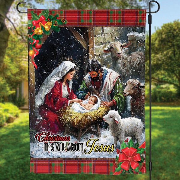 Christmas Jesus Garden Flag – All About Jesus Christian House Flag Christmas Decor